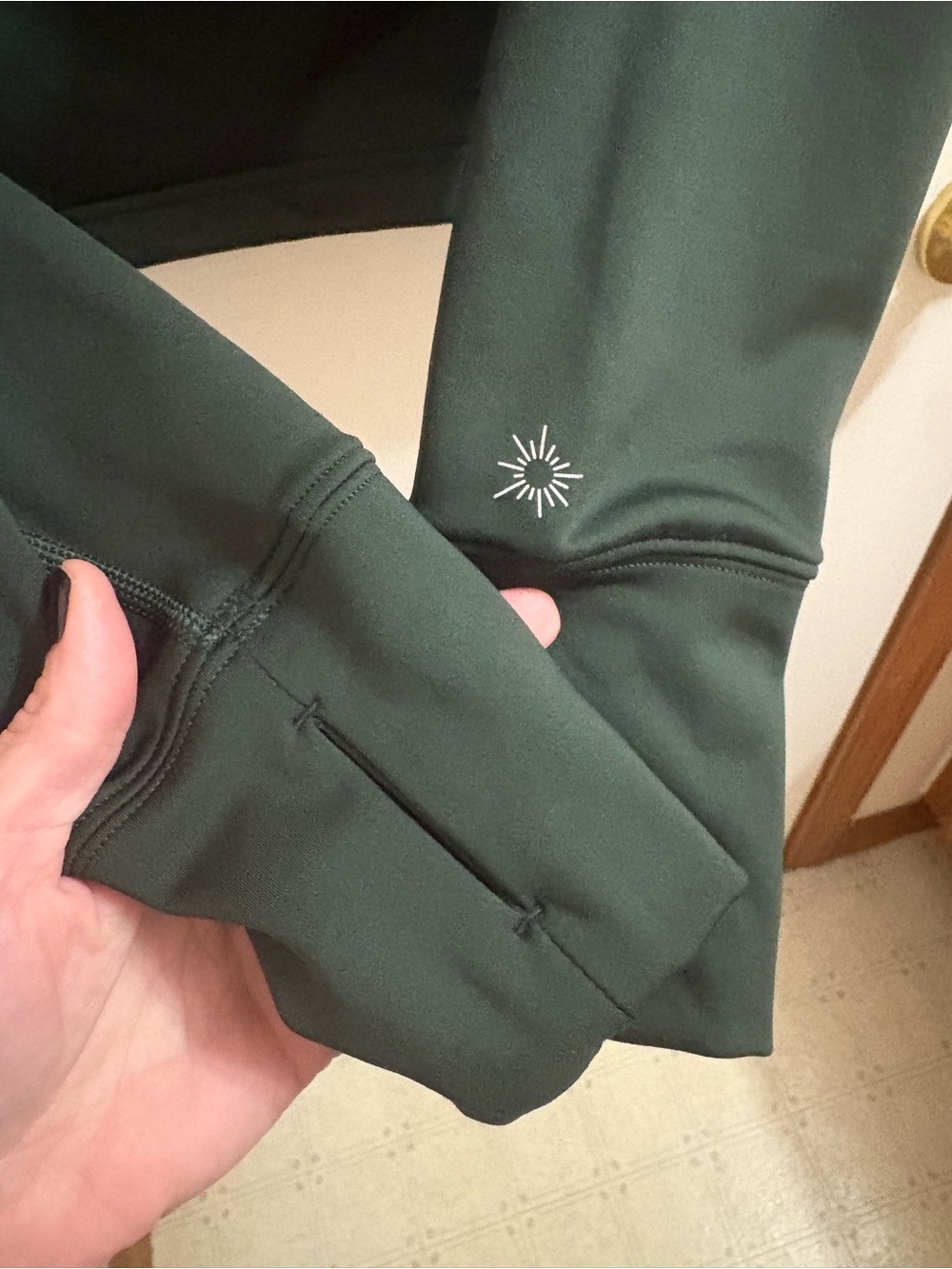 aerie offline Dark Green fleece lined Quarter-Zip - Picture 5 of 8